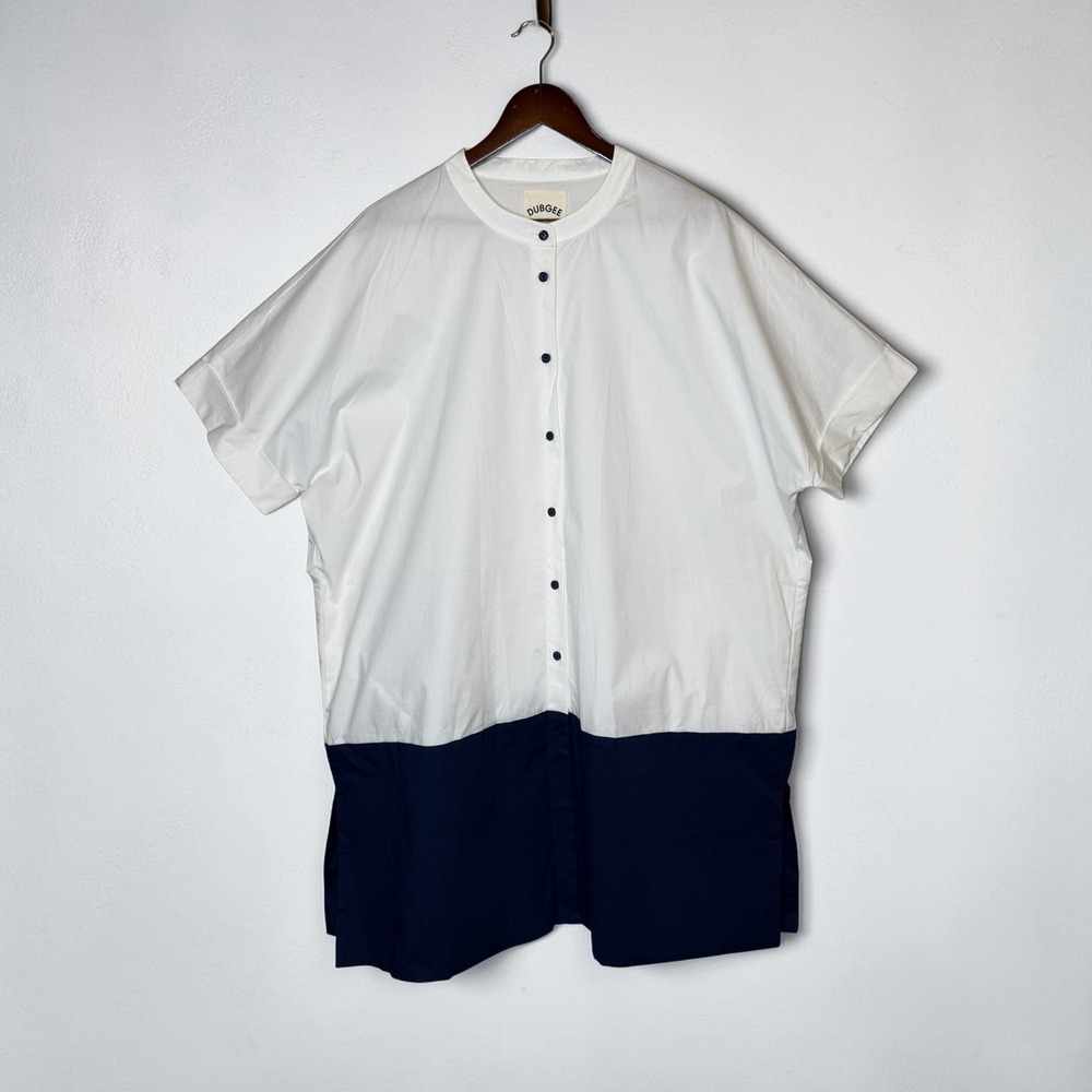 Dubgee Button Up Tunic Shirt Dolman Cuffed Sleeve Pockets Slits NEW size 1X